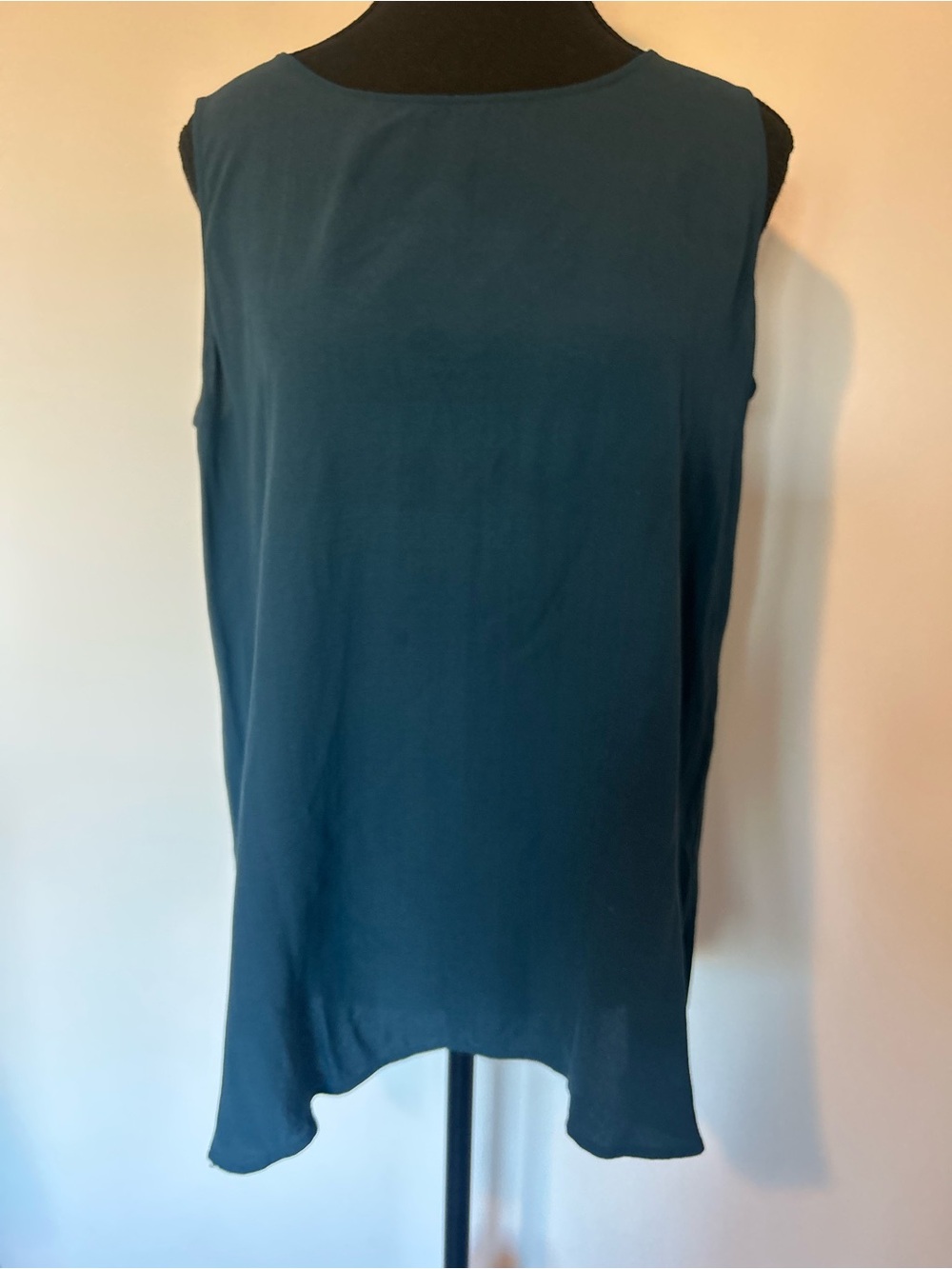 Eileen Fisher 100% Silk NWT Sleeveless Teal Tunic Top